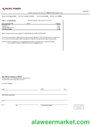 Pacific Power  utility business bill,  page 2, SCR